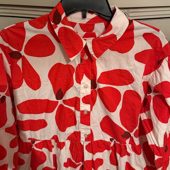 Maeve Bettina Tiered Floral Shirt Dress L - Picture 5 of 9